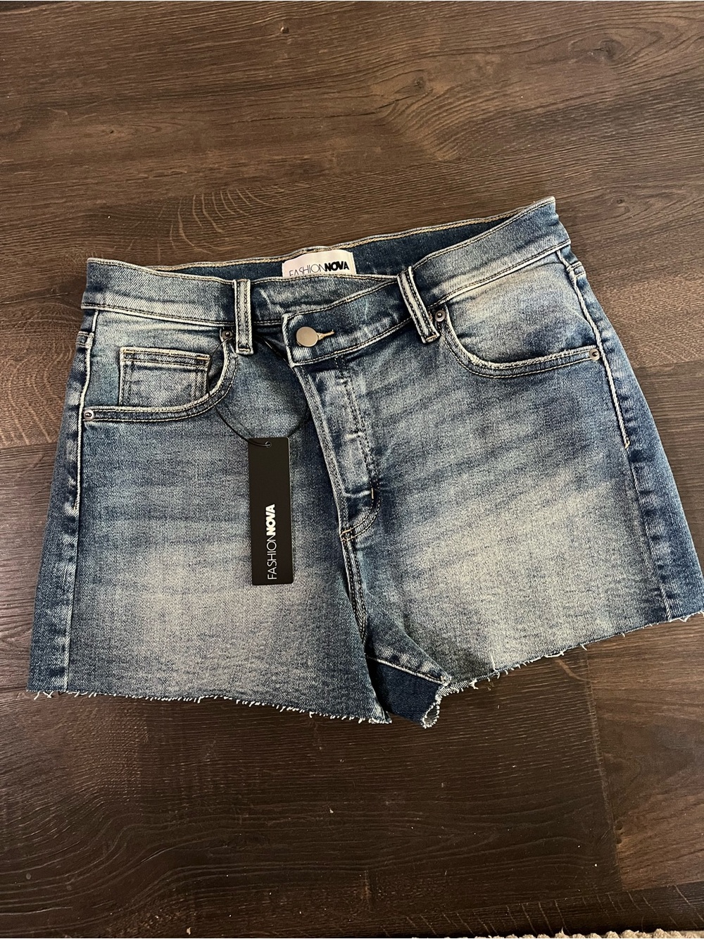 Fashio Nova Slanted Button Fly Denim Shorts NWT